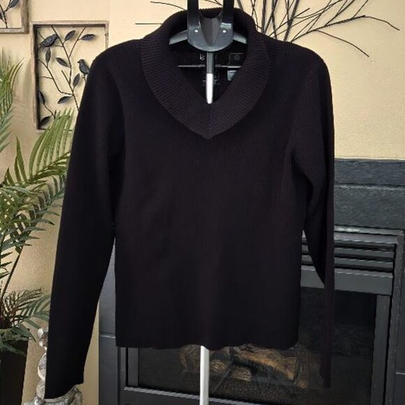 NWT Rafaella black V Neck ribbed sweater sz XL - Picture 1 of 3